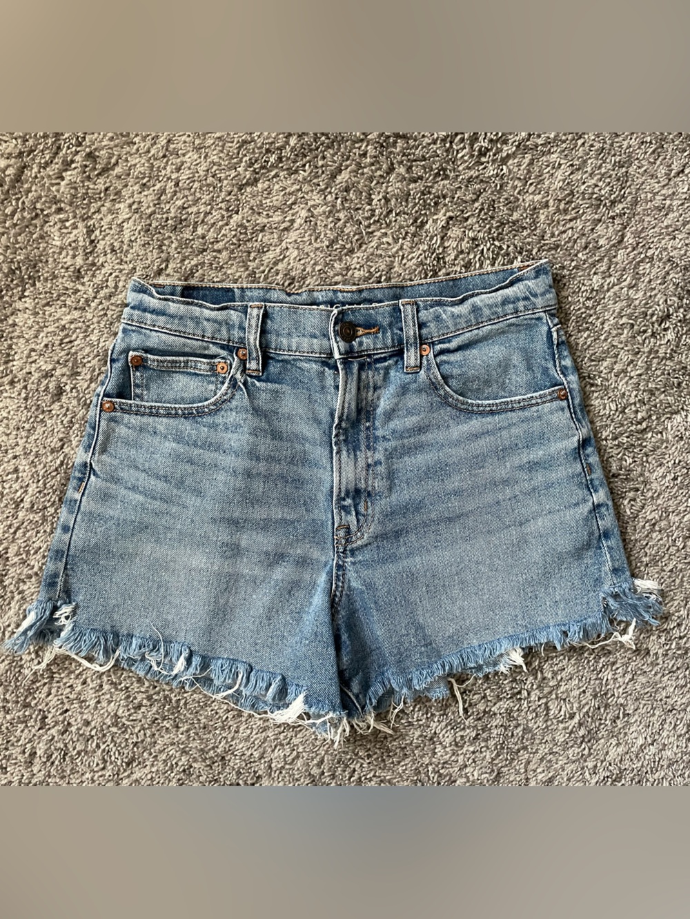 American Eagle Outfitters Light Wash Frayed Hem Denim Shorts